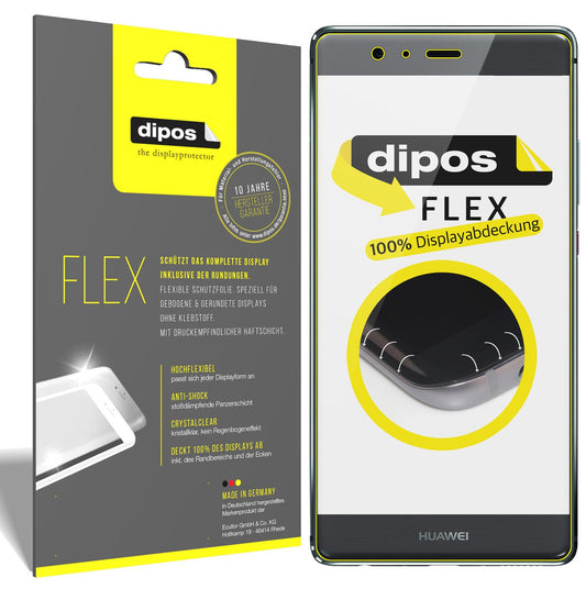 Klare Displayschutzfolie von dipos passend für Huawei P9 Plus, 100% Displayabdeckung und blasenfreie Montage