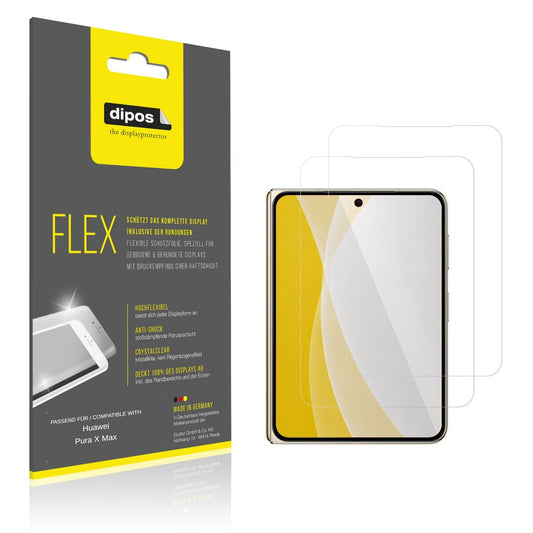 Klare Displayschutzfolie von dipos passend für Huawei Pura X Max Aussenseite, 100% Displayabdeckung und blasenfreie Montage