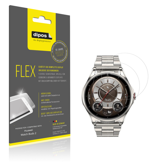 Klare Displayschutzfolie von dipos passend für Huawei Watch Buds 2, 100% Displayabdeckung und blasenfreie Montage