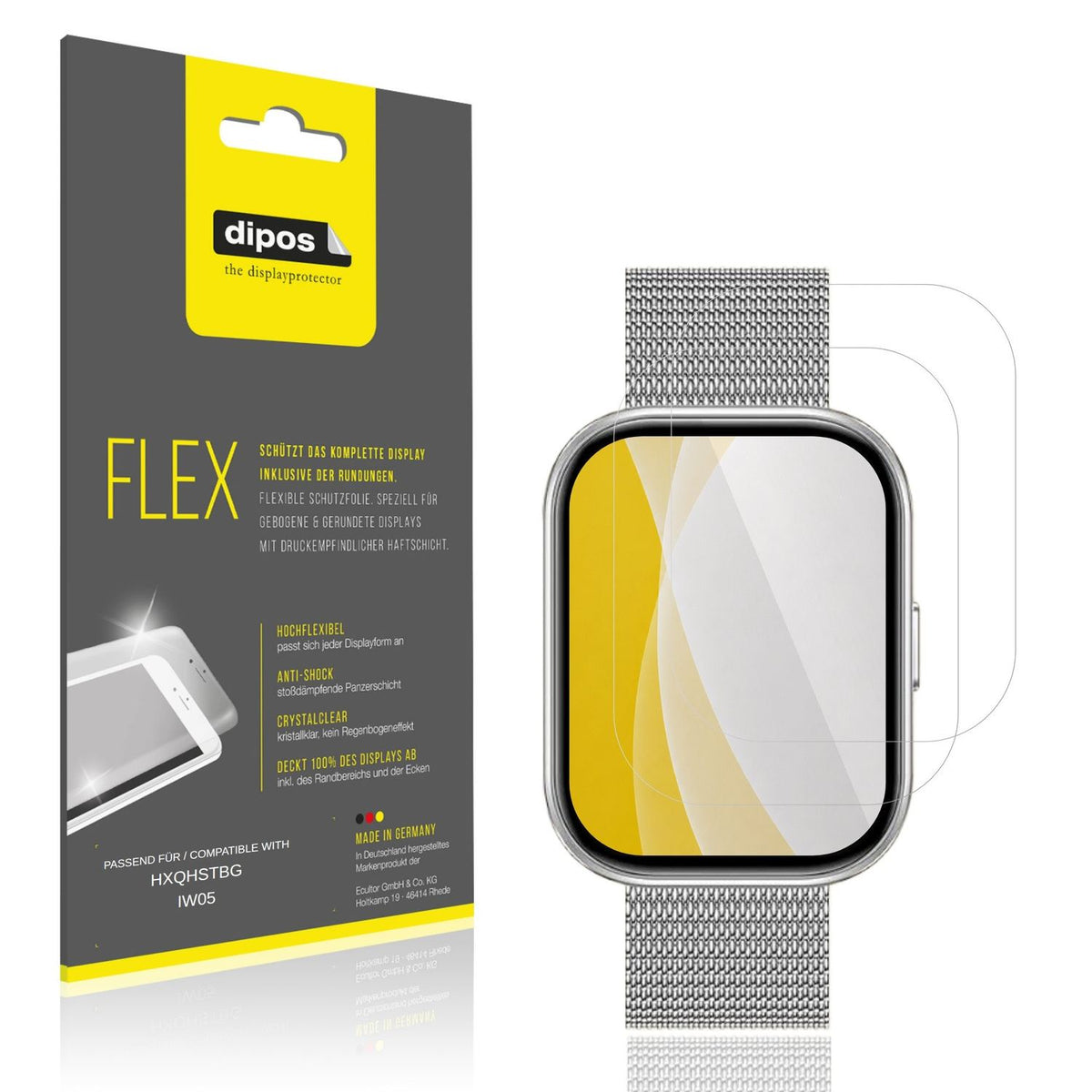 Klare Displayschutzfolie von dipos passend für HXQHSTBG IW05, 100% Displayabdeckung und blasenfreie Montage