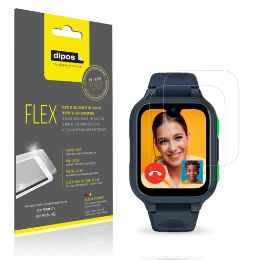 Klare Displayschutzfolie von dipos passend für Ice-Watch Ice Kids 4G, 100% Displayabdeckung und blasenfreie Montage