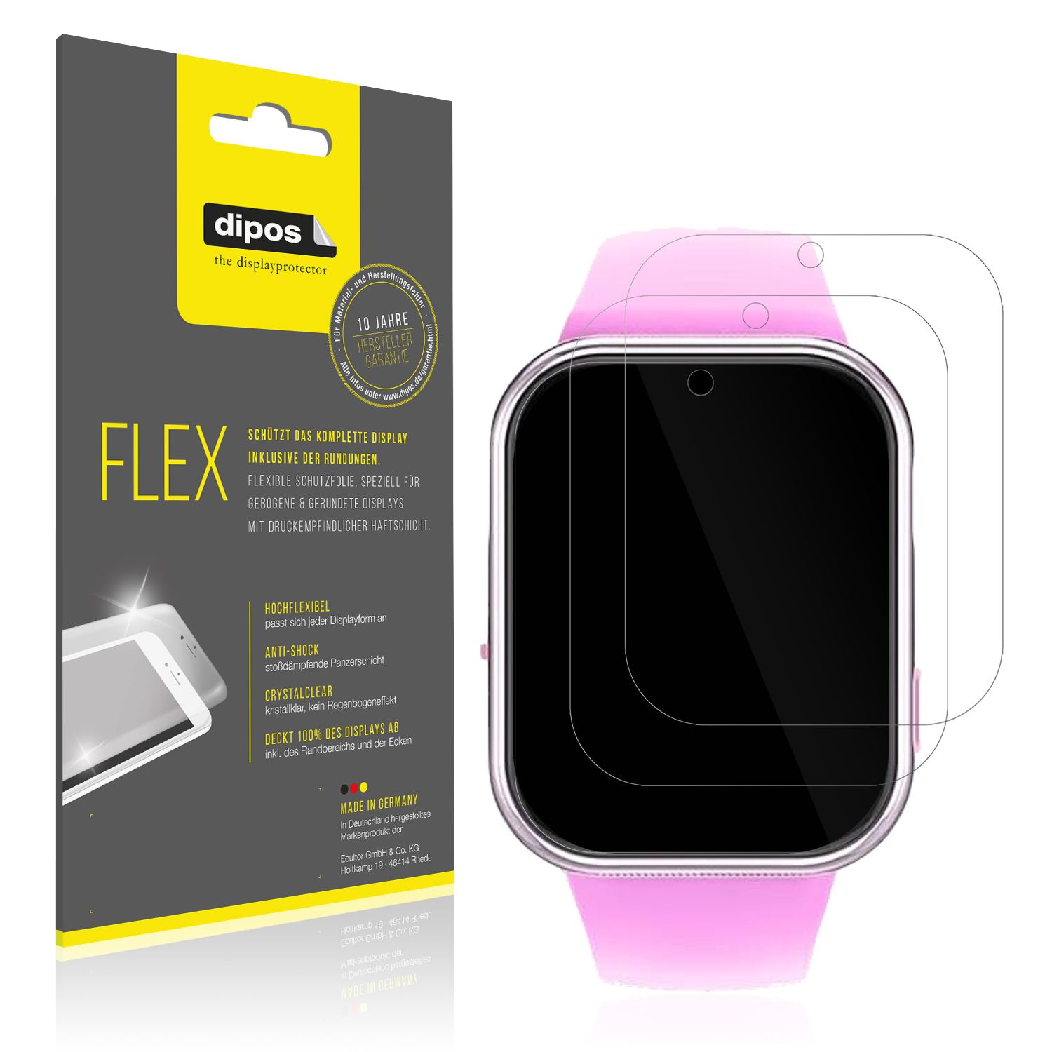 Klare Displayschutzfolie von dipos passend für Igreeman Kinder Smartwatch, 100% Displayabdeckung und blasenfreie Montage