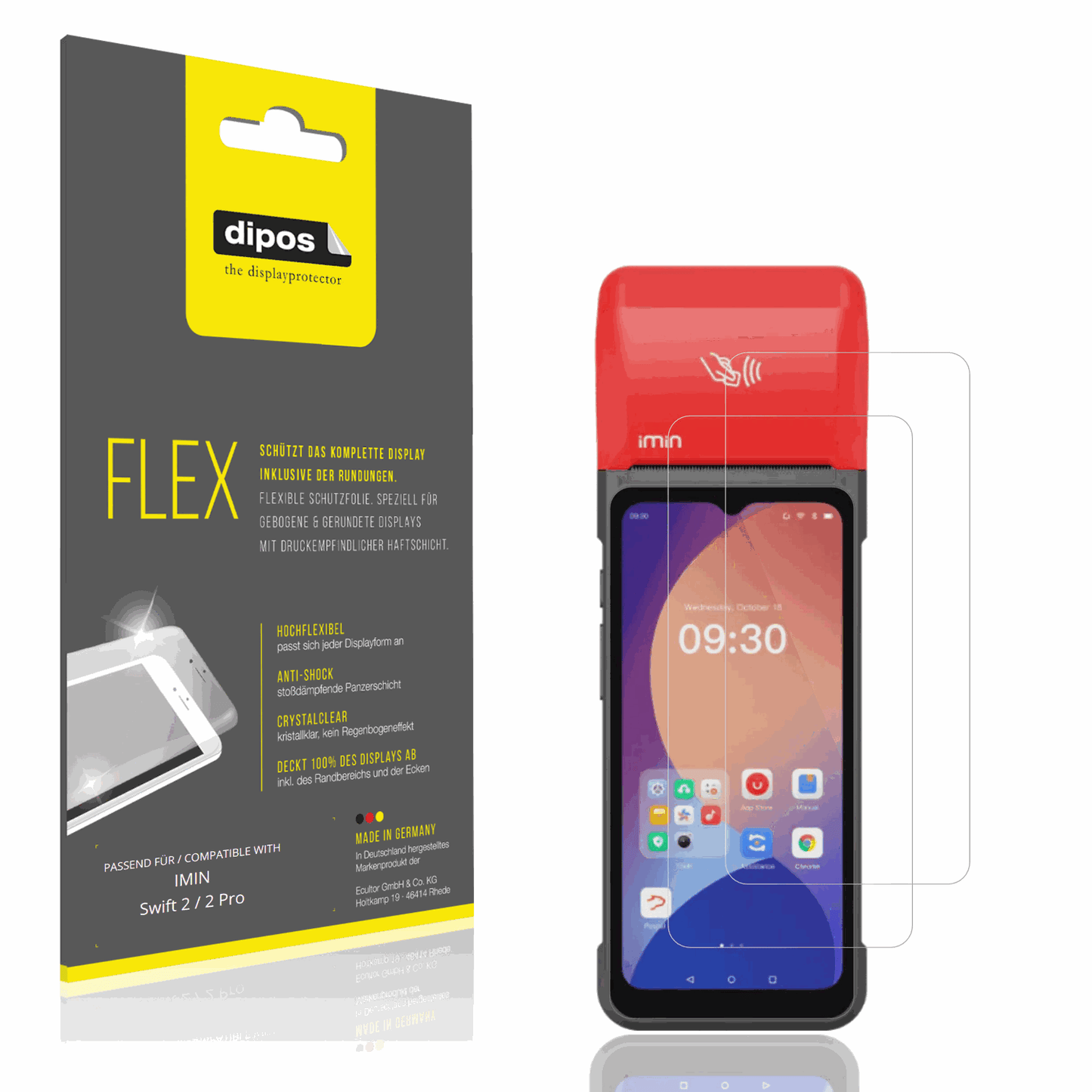 Klare Displayschutzfolie von dipos passend f�r IMIN Swift 2 / 2 Pro, 100% Displayabdeckung und blasenfreie Montage