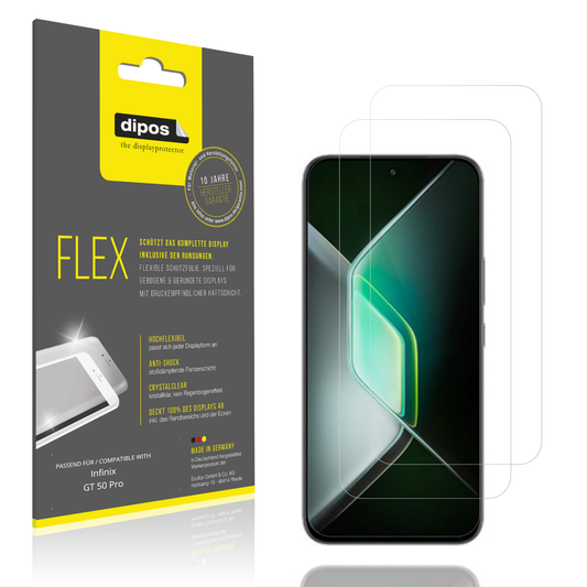 Klare Displayschutzfolie von dipos passend für Infinix GT 50 Pro, 100% Displayabdeckung und blasenfreie Montage