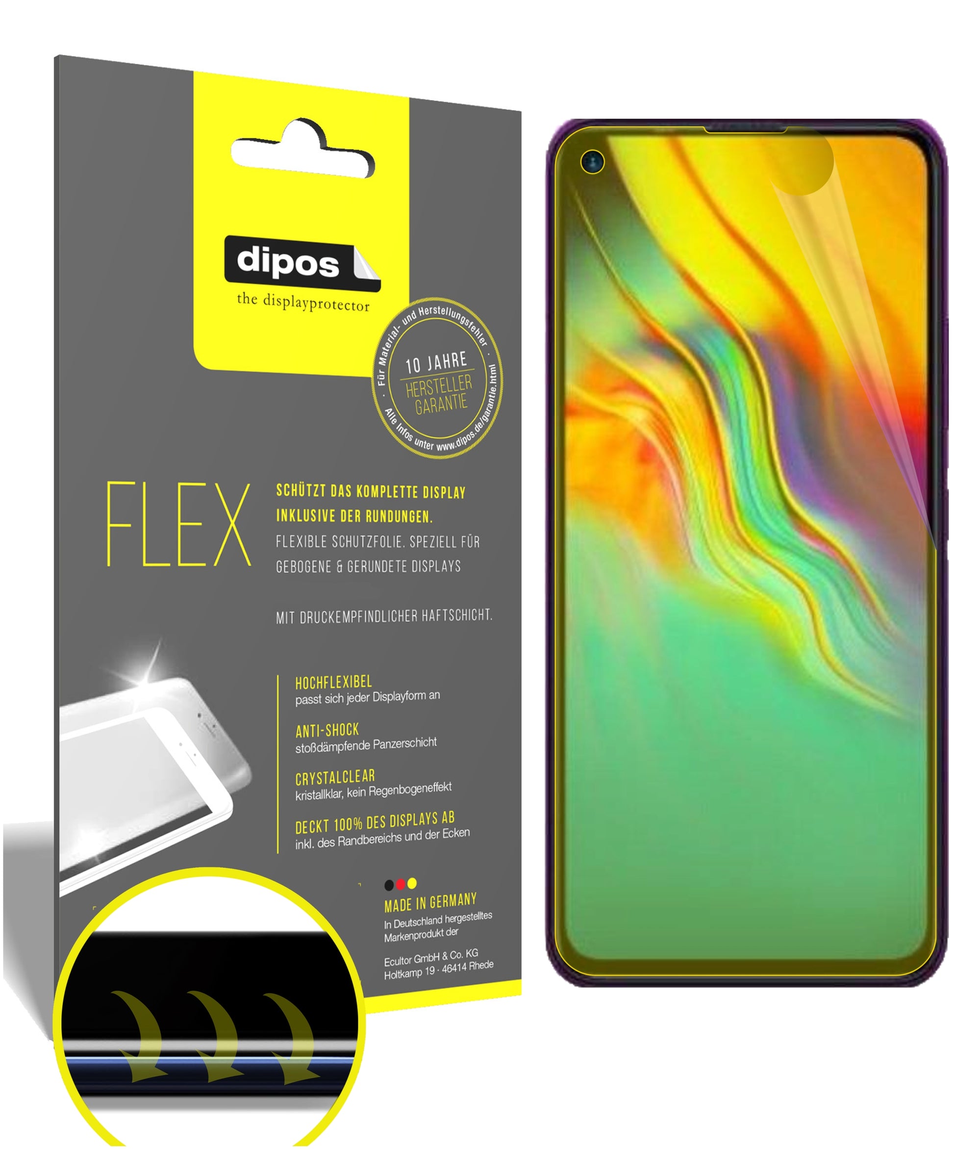 Klare Displayschutzfolie von dipos passend für Infinix Hot 9, 100% Displayabdeckung und blasenfreie Montage