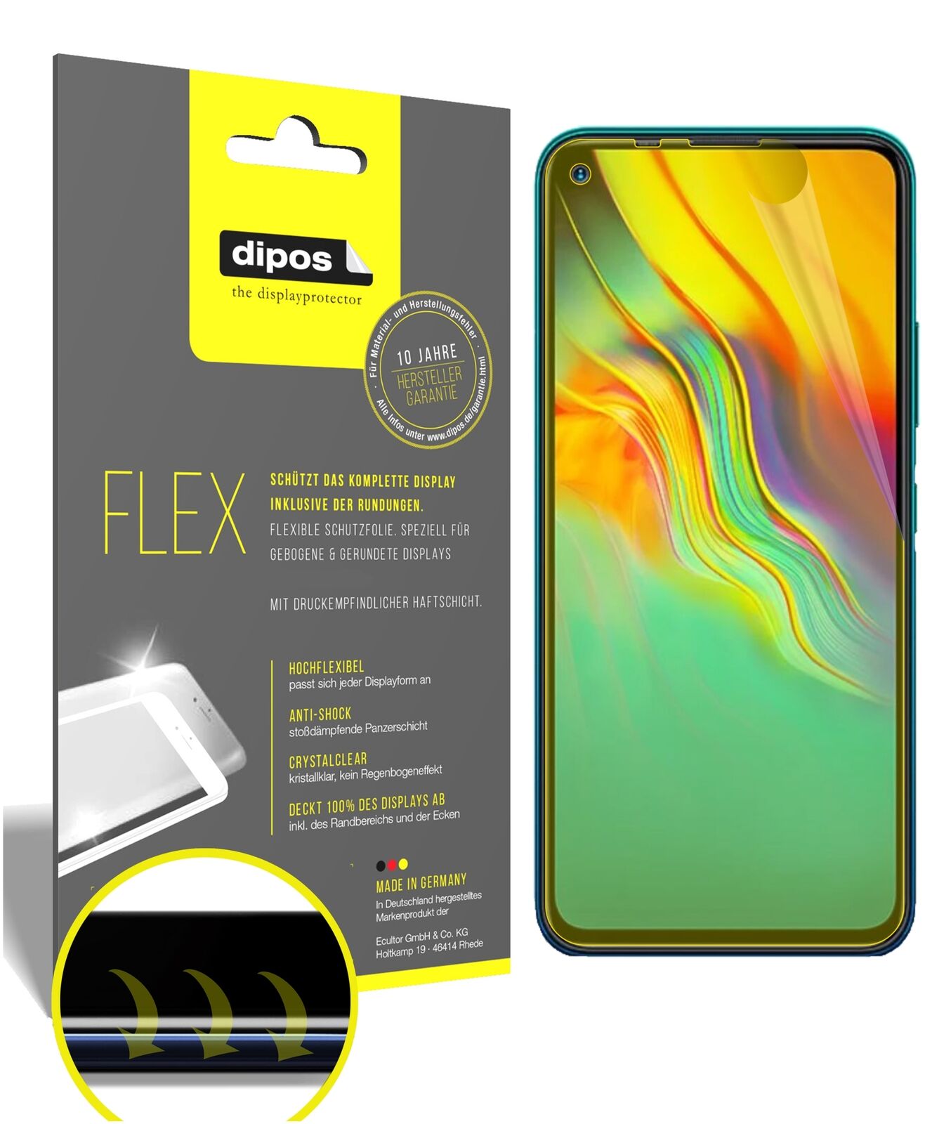 Klare Displayschutzfolie von dipos passend für Infinix Note 7 Lite, 100% Displayabdeckung und blasenfreie Montage