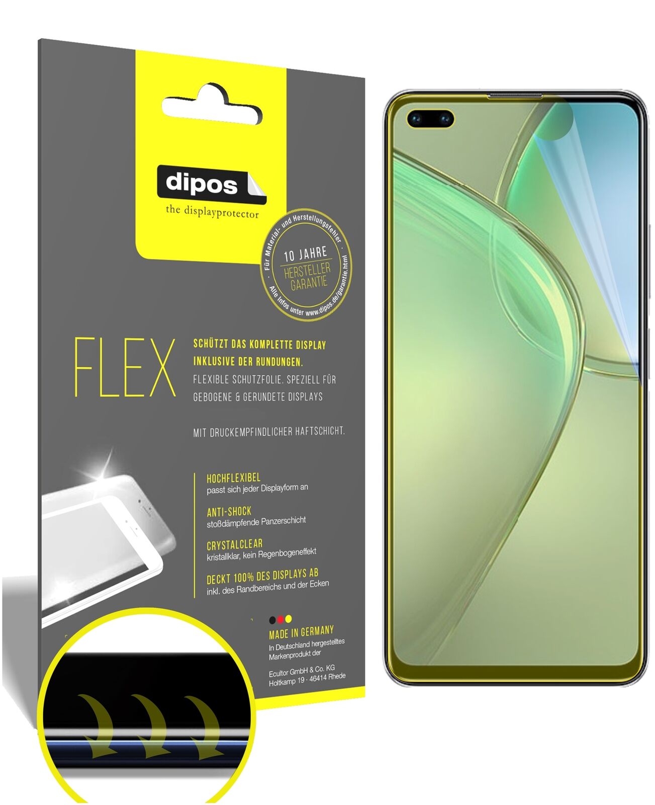 Klare Displayschutzfolie von dipos passend für Infinix Zero 8, 100% Displayabdeckung und blasenfreie Montage