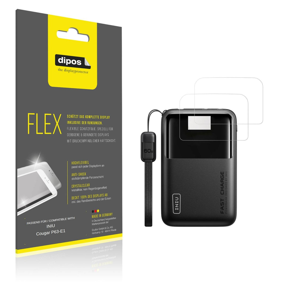 Klare Displayschutzfolie von dipos passend für INIU Cougar P63-E1, 100% Displayabdeckung und blasenfreie Montage