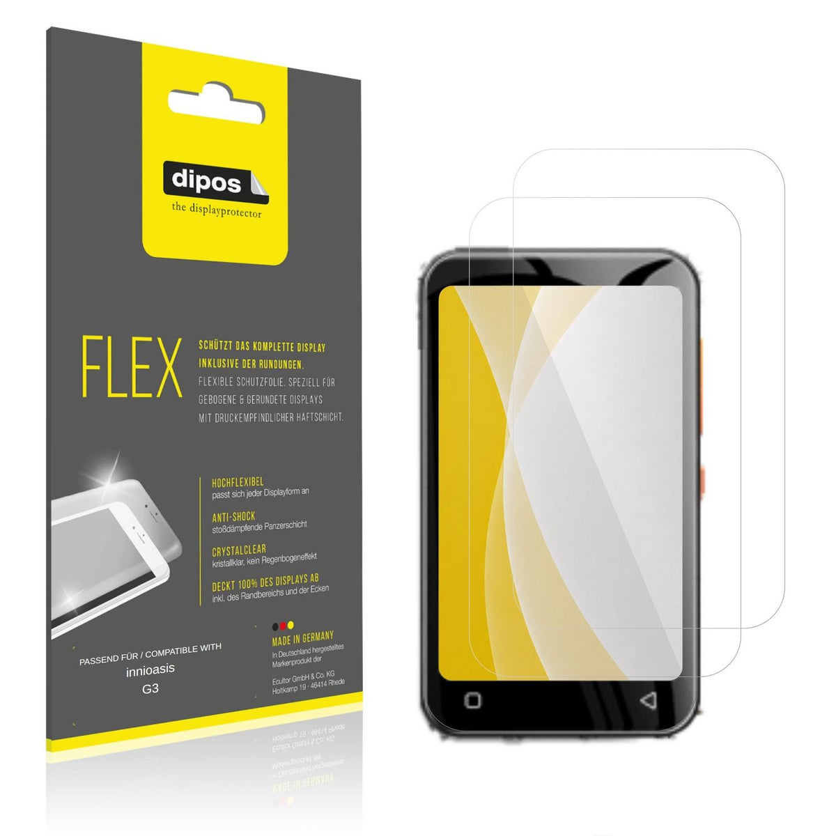 Klare Displayschutzfolie von dipos passend für innioasis G3, 100% Displayabdeckung und blasenfreie Montage