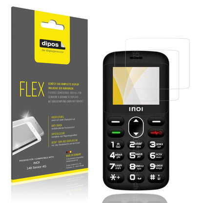 Klare Displayschutzfolie von dipos passend für INOI 148 Senior 4G, 100% Displayabdeckung und blasenfreie Montage