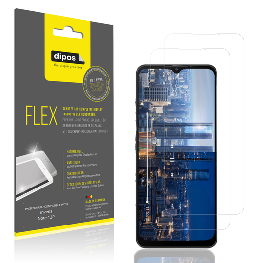 Klare Displayschutzfolie von dipos passend für invens Note 12P, 100% Displayabdeckung und blasenfreie Montage