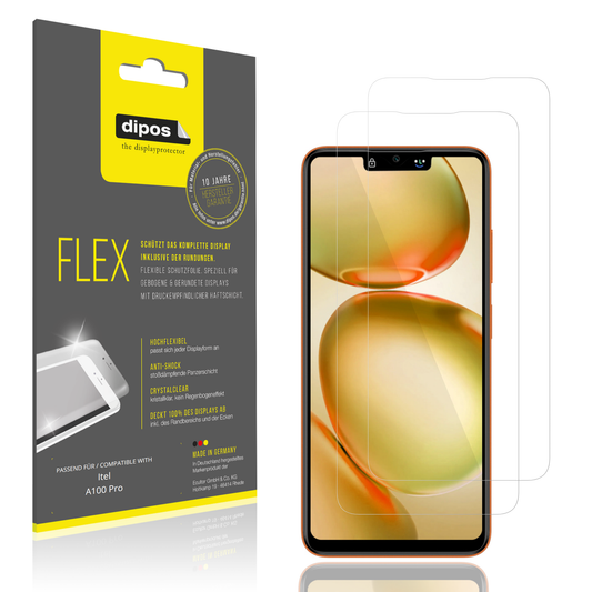 Klare Displayschutzfolie von dipos passend für Itel A100 Pro, 100% Displayabdeckung und blasenfreie Montage