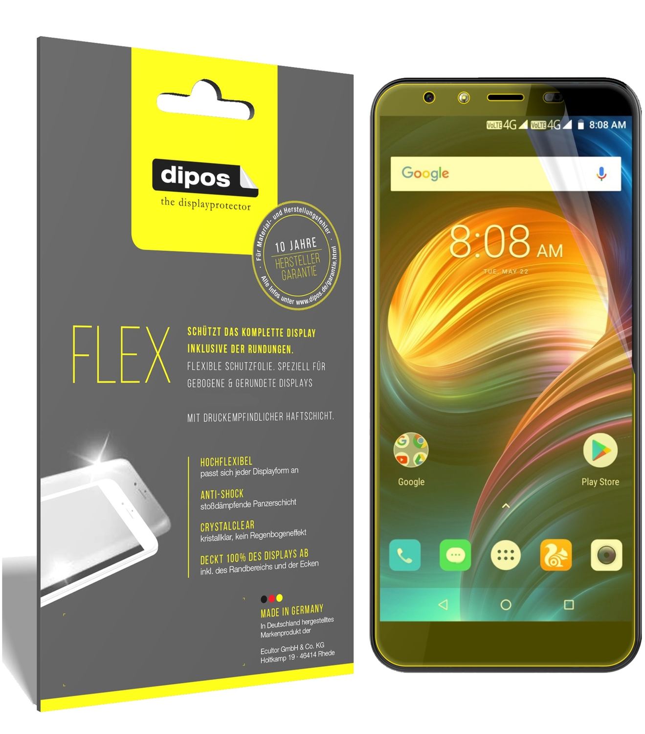 Klare Displayschutzfolie von dipos passend für iVooMi i2, 100% Displayabdeckung und blasenfreie Montage