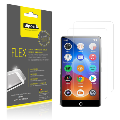 Klare Displayschutzfolie von dipos passend für joliker M301 MP3-Player, 100% Displayabdeckung und blasenfreie Montage