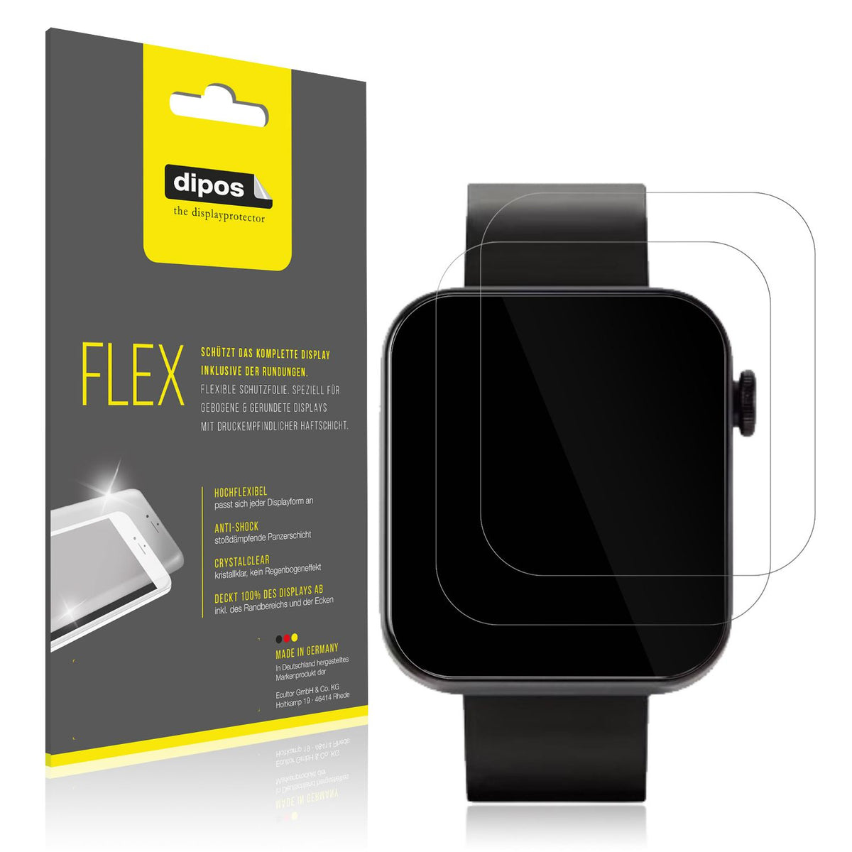 Klare Displayschutzfolie von dipos passend für Kendox Life Tracker, 100% Displayabdeckung und blasenfreie Montage