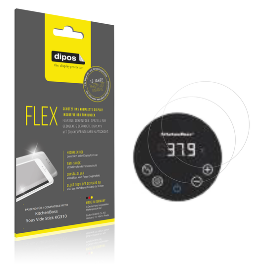 Klare Displayschutzfolie von dipos passend für KitchenBoss Sous Vide Stick KG310, 100% Displayabdeckung und blasenfreie Montage