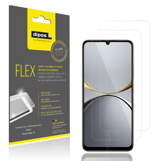 Klare Displayschutzfolie von dipos passend für Lava Yuva Star 3, 100% Displayabdeckung und blasenfreie Montage