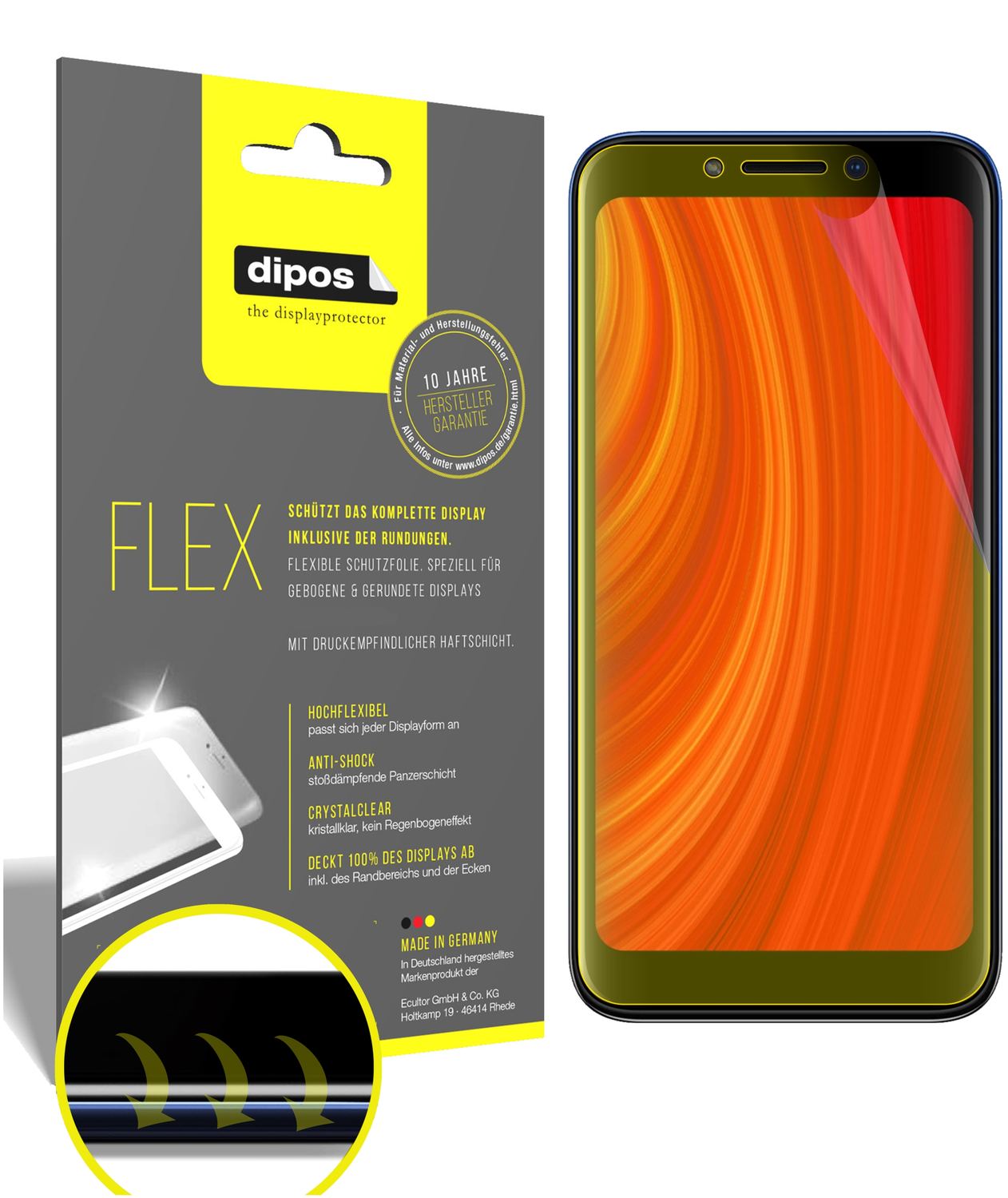 Klare Displayschutzfolie von dipos passend für Lava Z61 Pro, 100% Displayabdeckung und blasenfreie Montage