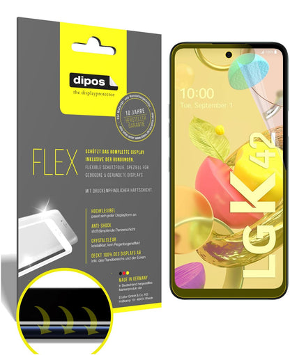 Klare Displayschutzfolie von dipos passend für LG K42, 100% Displayabdeckung und blasenfreie Montage