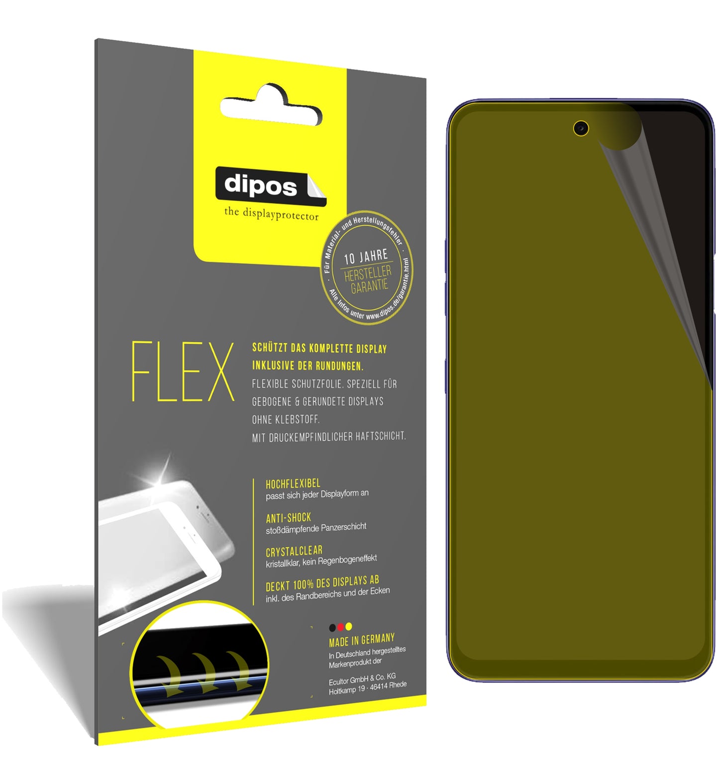 Klare Displayschutzfolie von dipos passend für LG K52, 100% Displayabdeckung und blasenfreie Montage