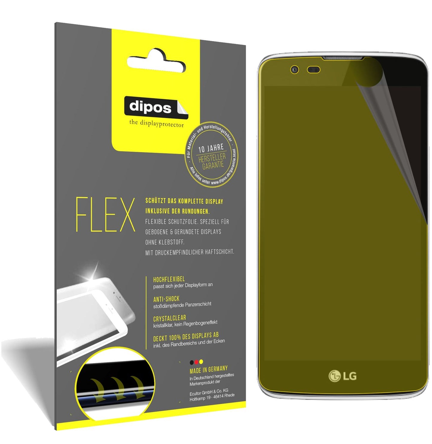 Klare Displayschutzfolie von dipos passend für LG Phoenix 2, 100% Displayabdeckung und blasenfreie Montage
