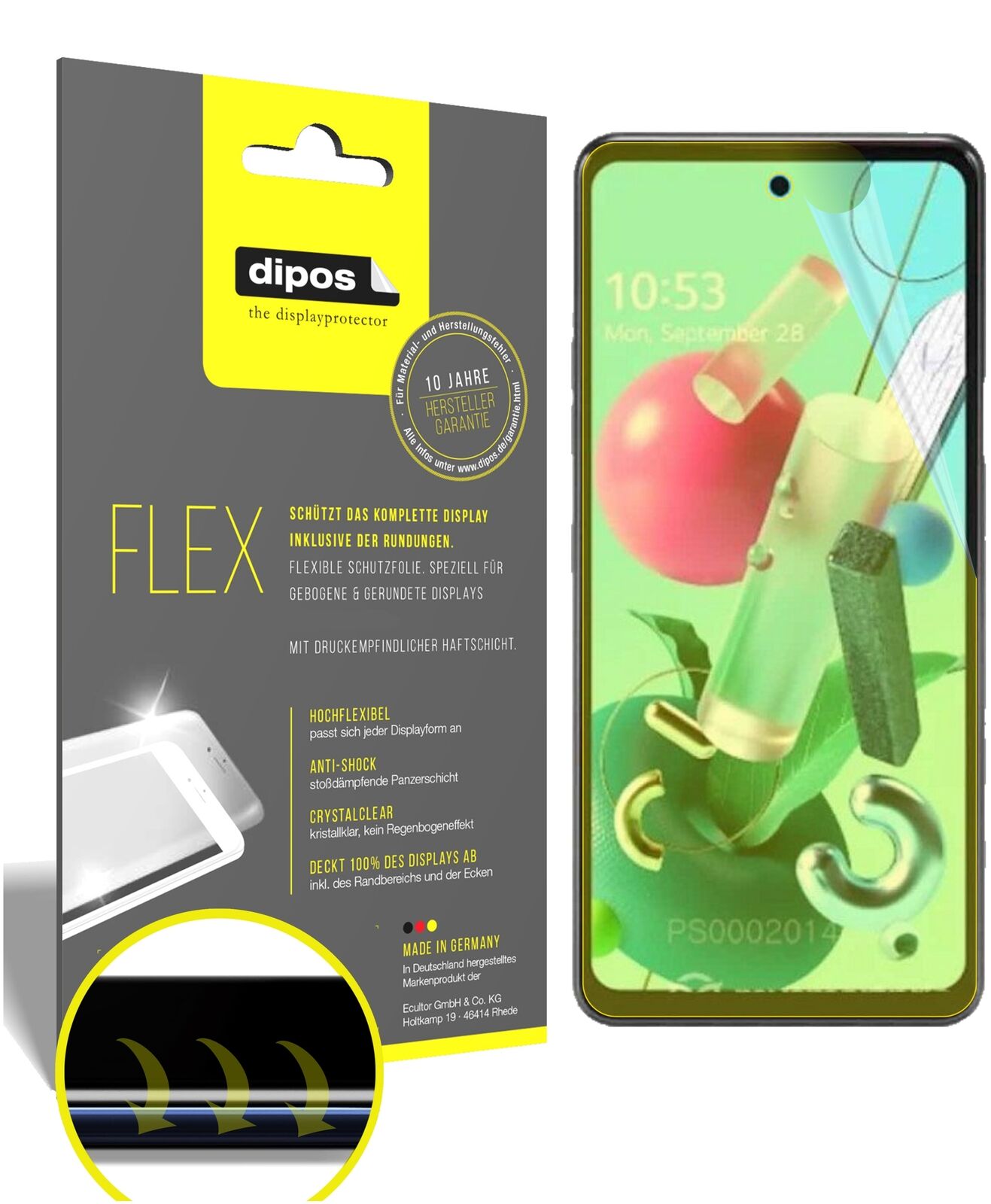 Klare Displayschutzfolie von dipos passend für LG Q92, 100% Displayabdeckung und blasenfreie Montage