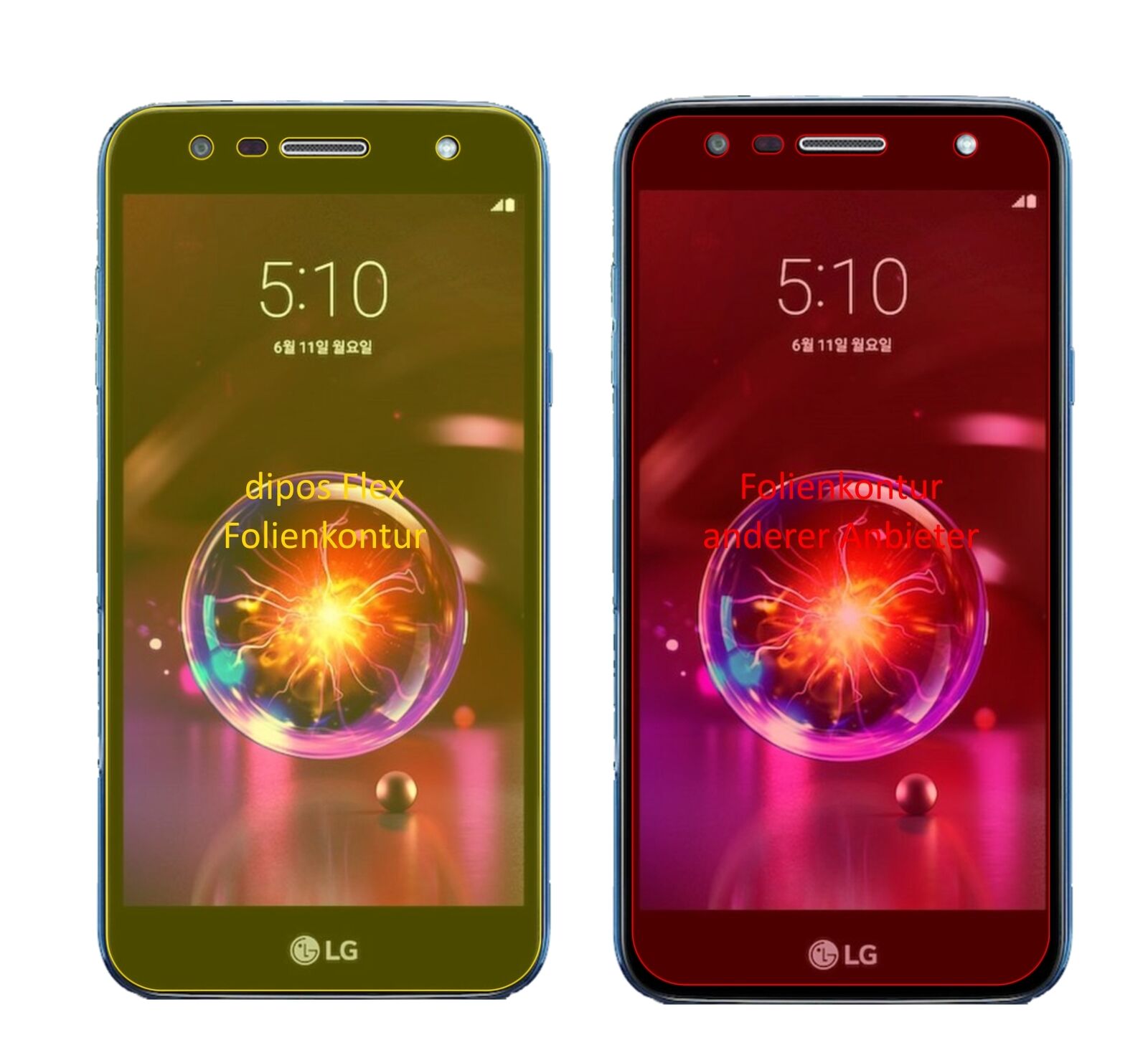 Klare Displayschutzfolie von dipos passend für LG X5 2018, 100% Displayabdeckung und blasenfreie Montage