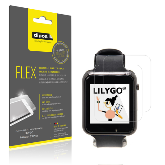 Klare Displayschutzfolie von dipos passend für LILYGO T-Watch S3 Plus, 100% Displayabdeckung und blasenfreie Montage