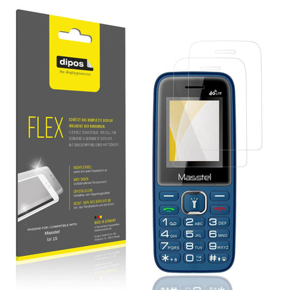 Klare Displayschutzfolie von dipos passend für Masstel Izi 15, 100% Displayabdeckung und blasenfreie Montage