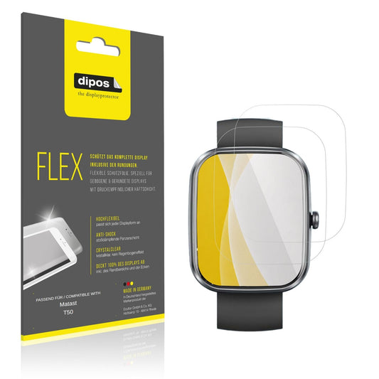 Klare Displayschutzfolie von dipos passend für Matast T50, 100% Displayabdeckung und blasenfreie Montage