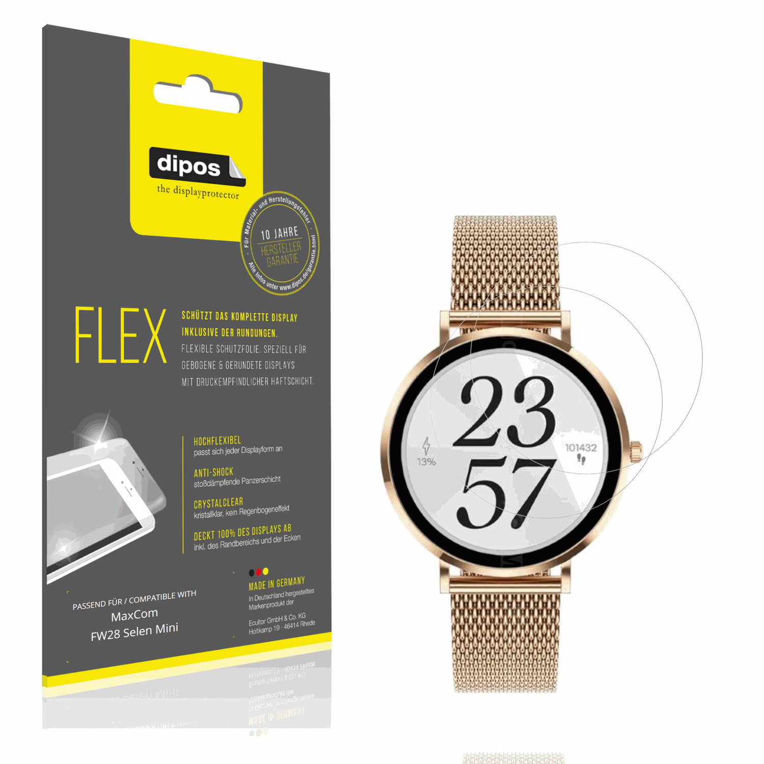 Klare Displayschutzfolie von dipos passend für MaxCom FW28 Selen Mini, 100% Displayabdeckung und blasenfreie Montage