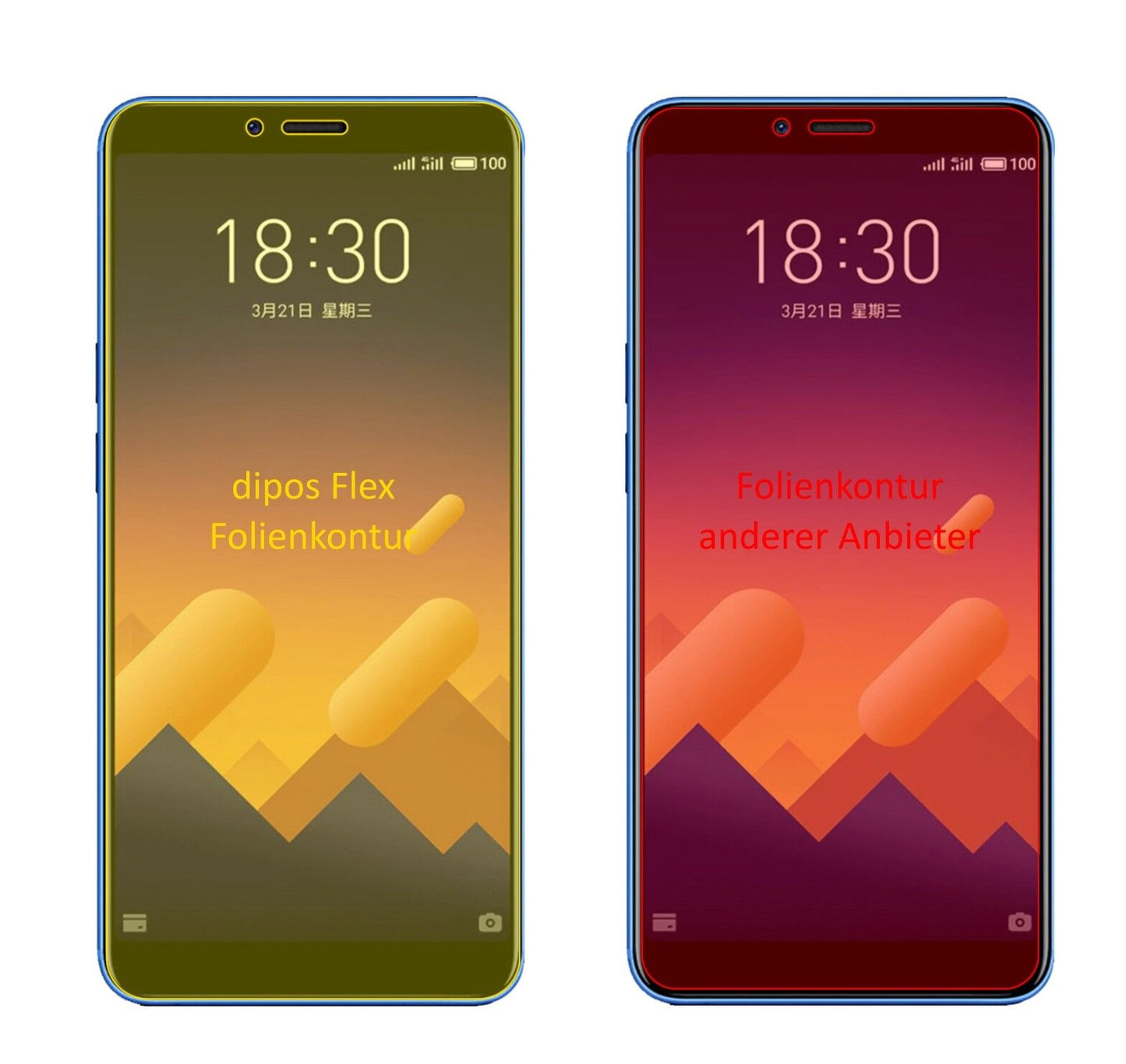 Klare Displayschutzfolie von dipos passend für Meizu E3, 100% Displayabdeckung und blasenfreie Montage