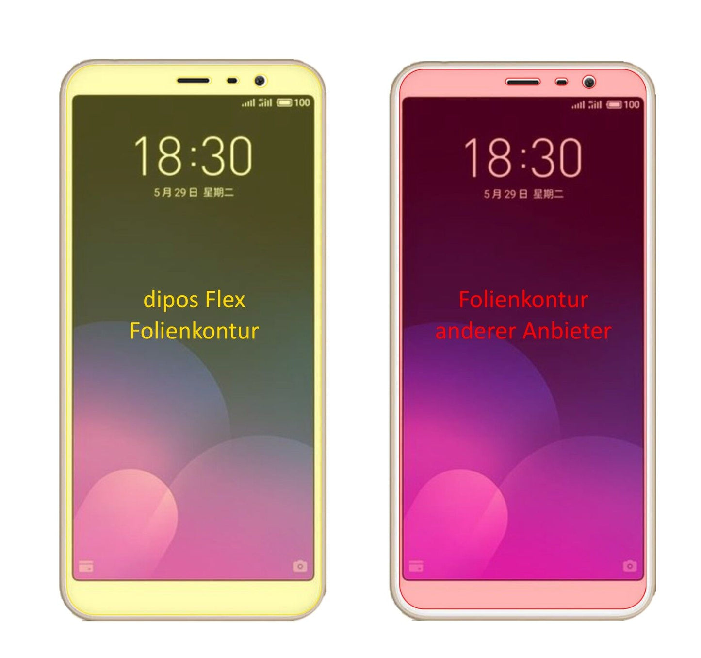 Klare Displayschutzfolie von dipos passend für Meizu M6T, 100% Displayabdeckung und blasenfreie Montage