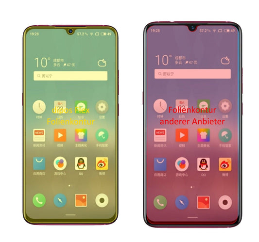 Klare Displayschutzfolie von dipos passend für Meizu Note 9, 100% Displayabdeckung und blasenfreie Montage