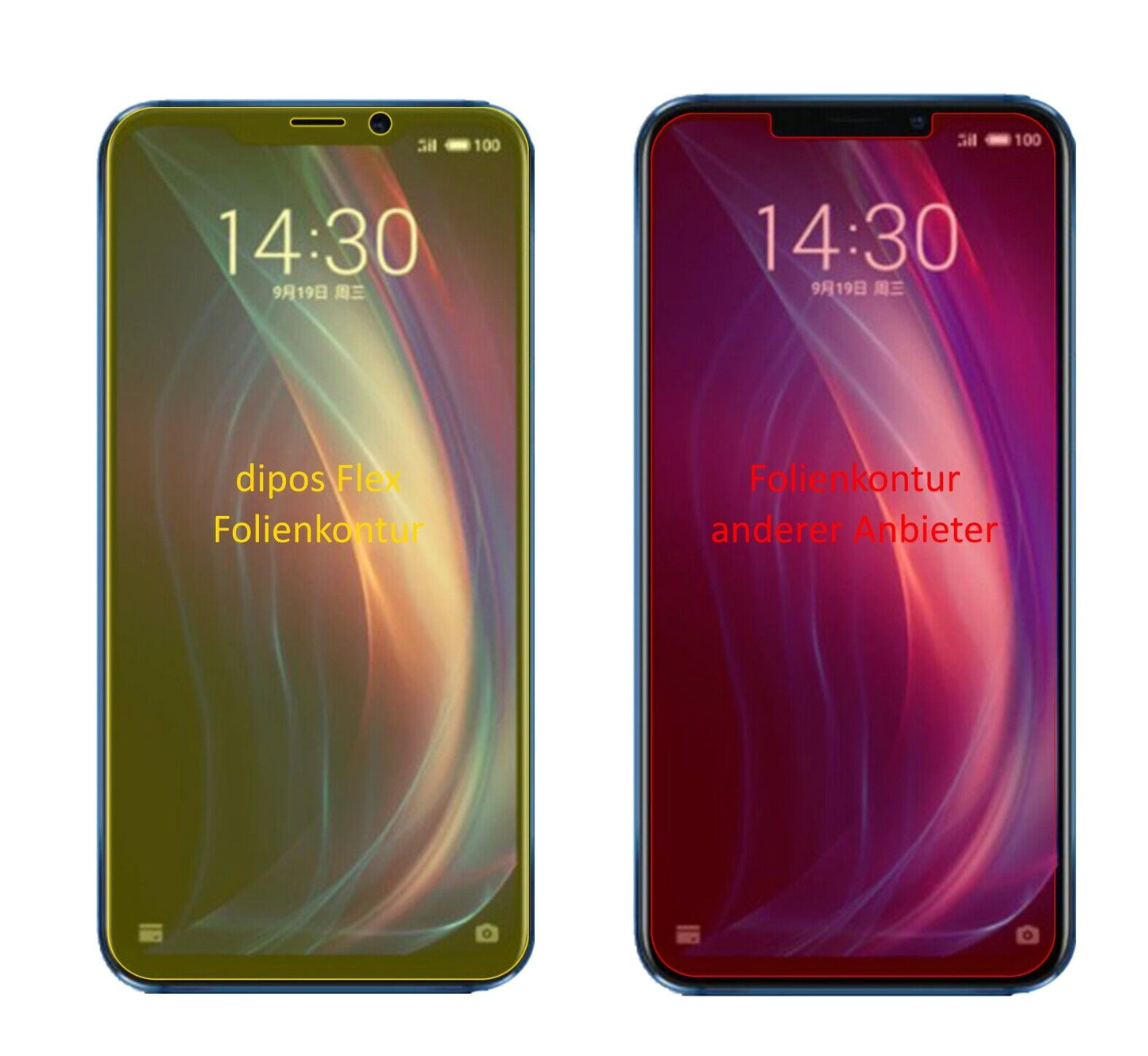 Klare Displayschutzfolie von dipos passend für Meizu X8, 100% Displayabdeckung und blasenfreie Montage