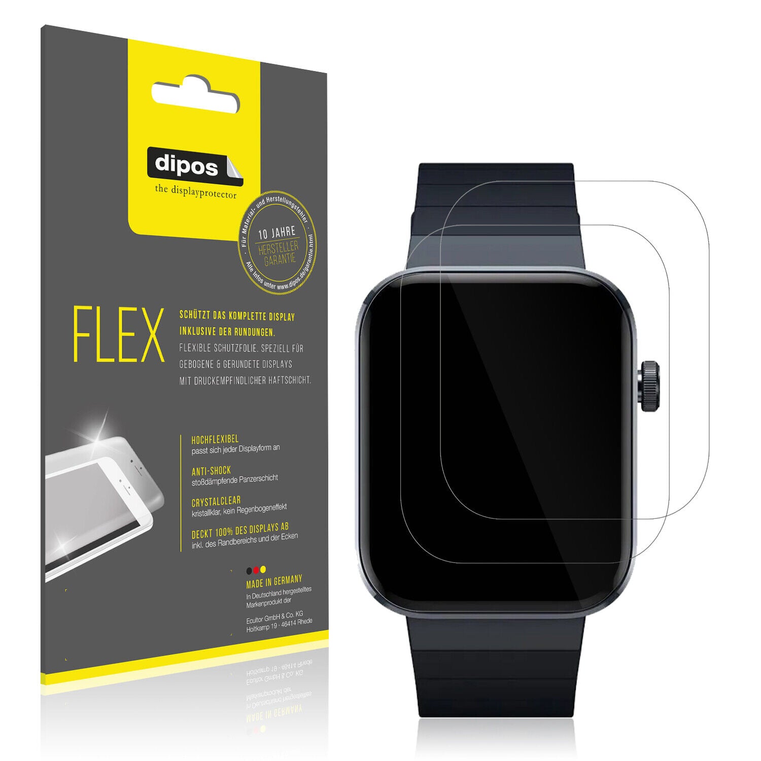 Klare Displayschutzfolie von dipos passend für Mibro Watch T1, 100% Displayabdeckung und blasenfreie Montage