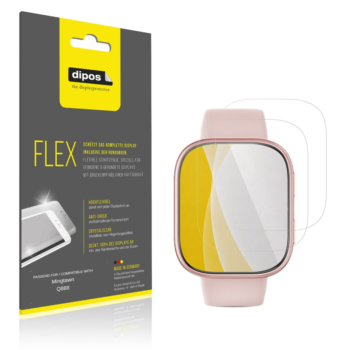 Klare Displayschutzfolie von dipos passend für Mingtawn Q888, 100% Displayabdeckung und blasenfreie Montage