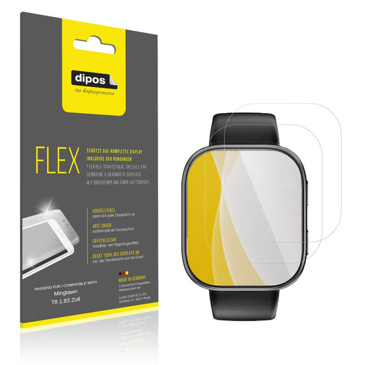 Klare Displayschutzfolie von dipos passend f�r Mingtawn T8 1.83 Zoll, 100% Displayabdeckung und blasenfreie Montage