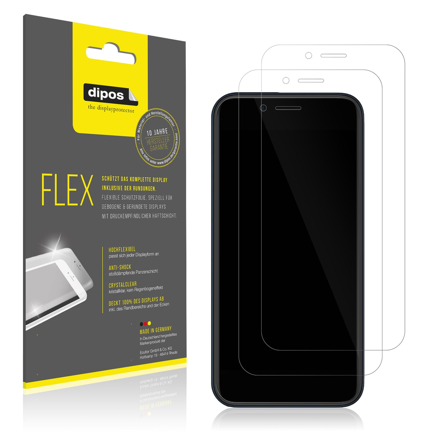 Klare Displayschutzfolie von dipos passend für Mobicel MX2 Plus, 100% Displayabdeckung und blasenfreie Montage