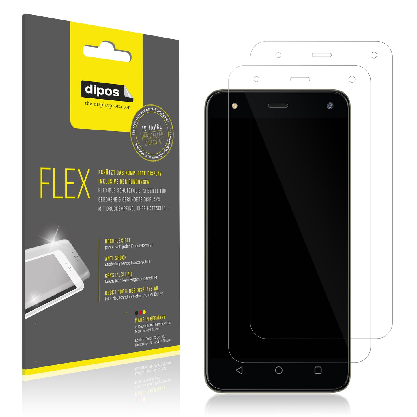 Klare Displayschutzfolie von dipos passend für Mobicel MX3, 100% Displayabdeckung und blasenfreie Montage