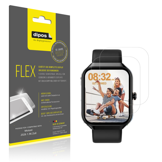 Klare Displayschutzfolie von dipos passend für Motast 2026 1.96 Zoll, 100% Displayabdeckung und blasenfreie Montage