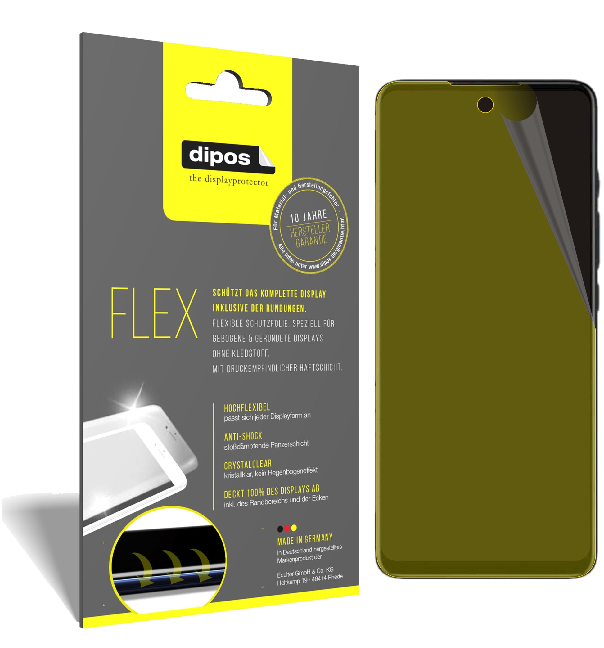 Klare Displayschutzfolie von dipos passend für Motorola E30, 100% Displayabdeckung und blasenfreie Montage