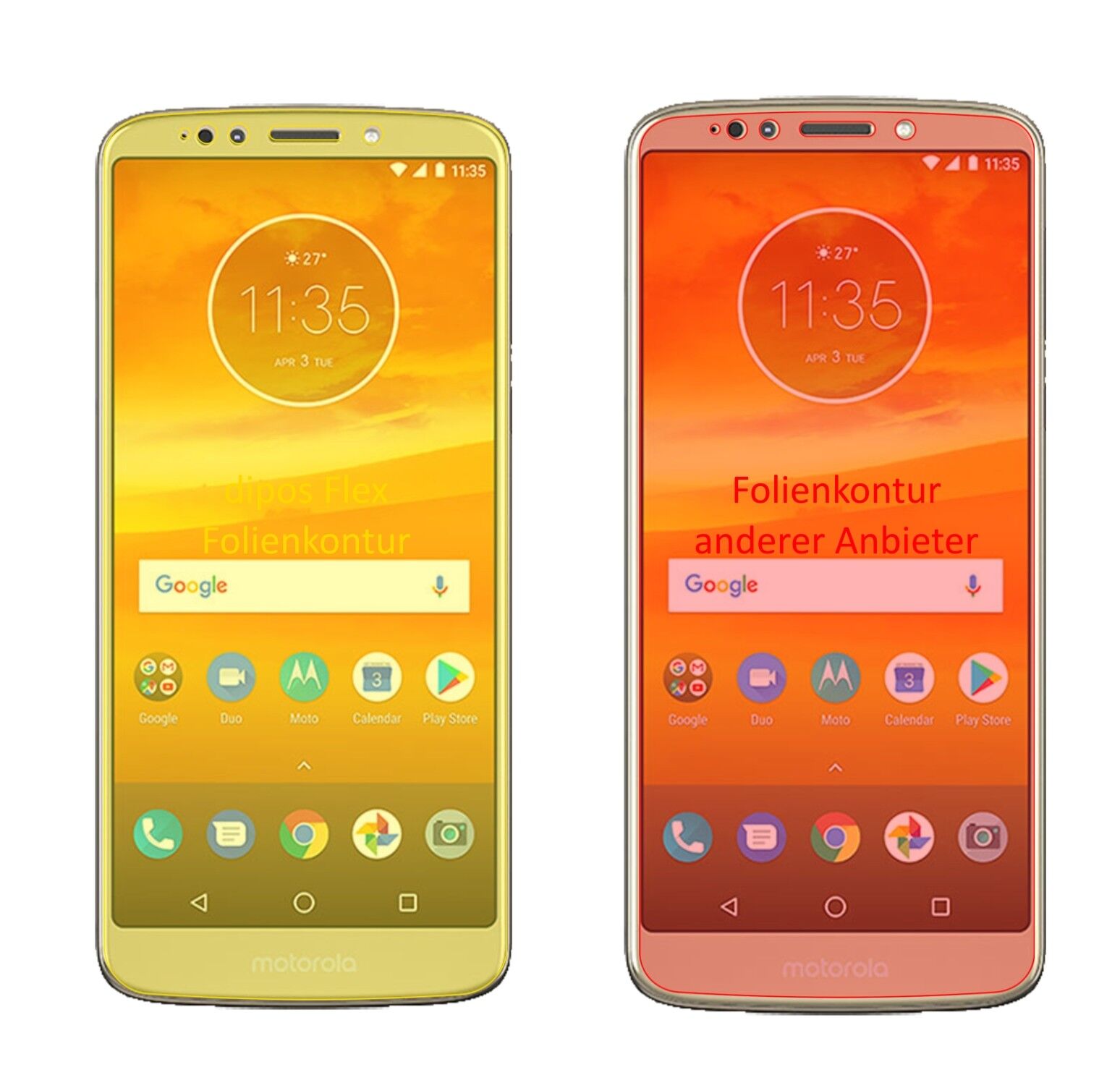 Klare Displayschutzfolie von dipos passend für Motorola Moto E5, 100% Displayabdeckung und blasenfreie Montage