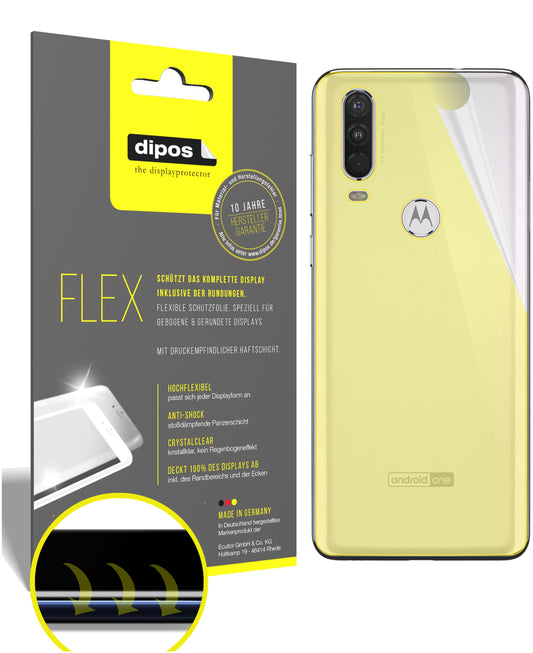 Klare Displayschutzfolie von dipos passend für Motorola One Action Rückseite, 100% Displayabdeckung und blasenfreie Montage
