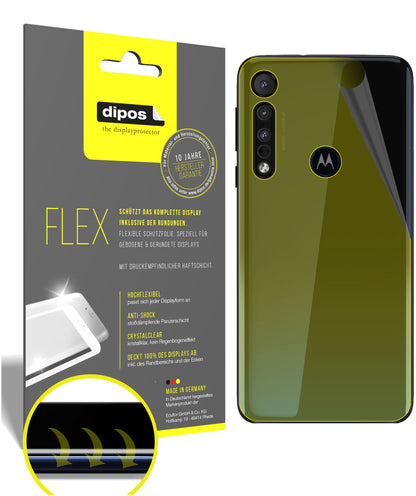 Klare Displayschutzfolie von dipos passend für Motorola One Macro Rückseite, 100% Displayabdeckung und blasenfreie Montage