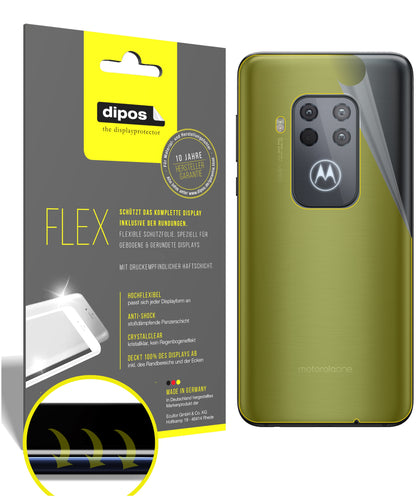 Klare Displayschutzfolie von dipos passend für Motorola One Zoom Rückseite, 100% Displayabdeckung und blasenfreie Montage