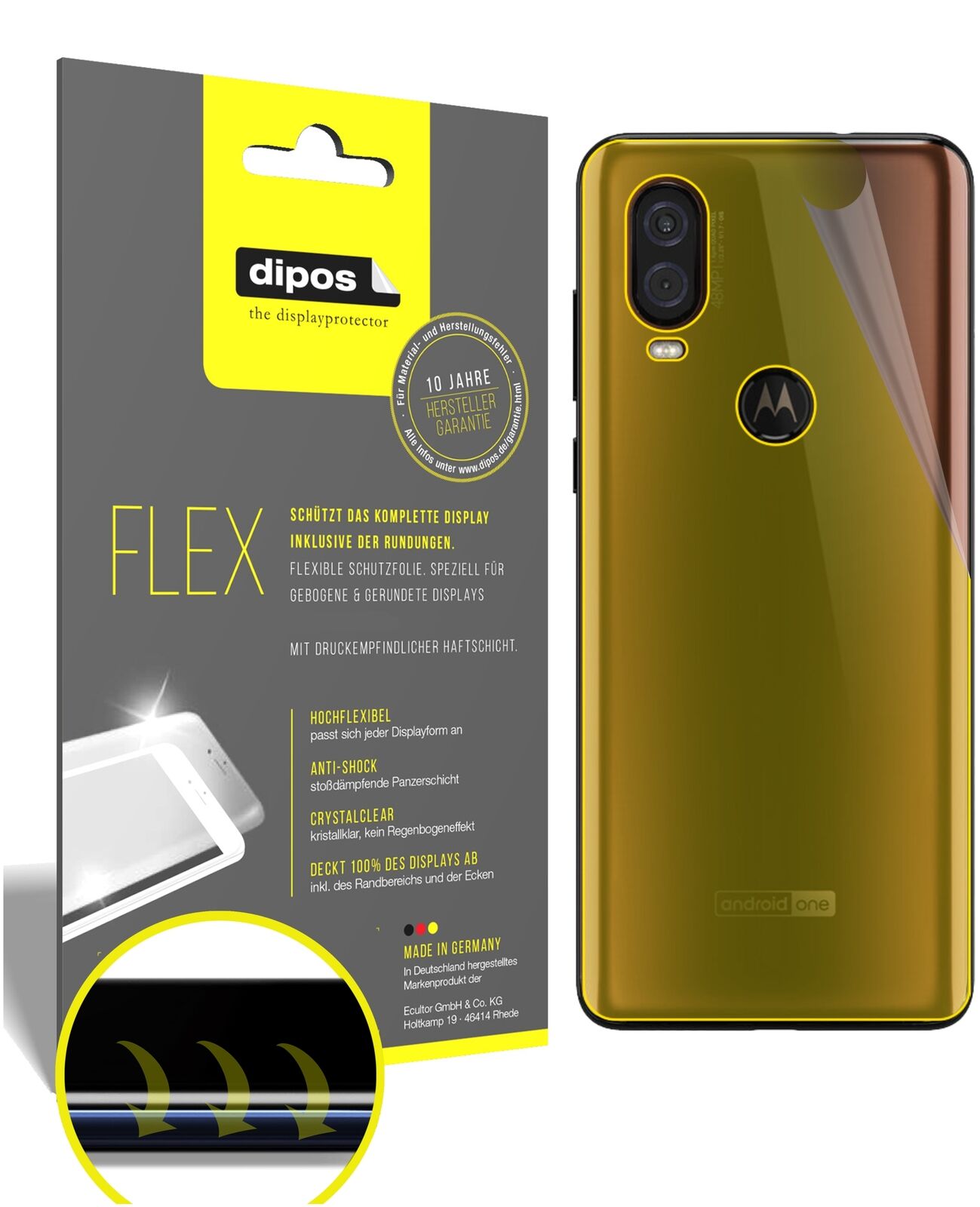 Klare Displayschutzfolie von dipos passend für Motorola P50 Rückseite, 100% Displayabdeckung und blasenfreie Montage