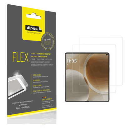 Klare Displayschutzfolie von dipos passend für Motorola Razr Fold 2026 Aussenseite, 100% Displayabdeckung und blasenfreie Montage
