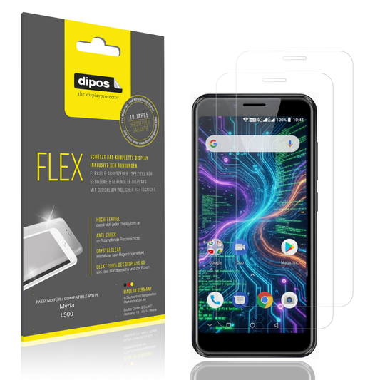 Klare Displayschutzfolie von dipos passend für Myria L500, 100% Displayabdeckung und blasenfreie Montage