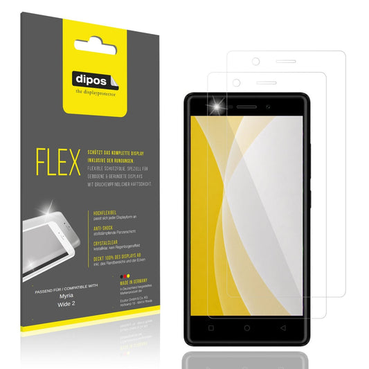 Klare Displayschutzfolie von dipos passend für Myria Wide 2, 100% Displayabdeckung und blasenfreie Montage